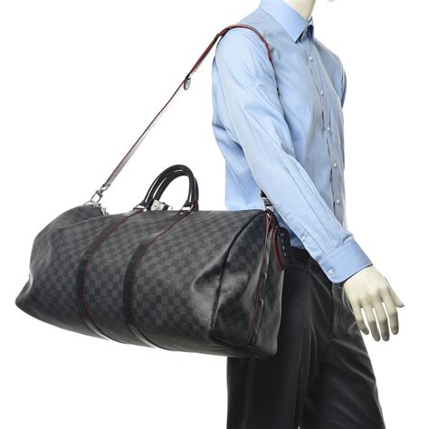 louis vuitton keepall bandouliere damier graphite 55 black graphite fake|louis vuitton damier duffle bag.